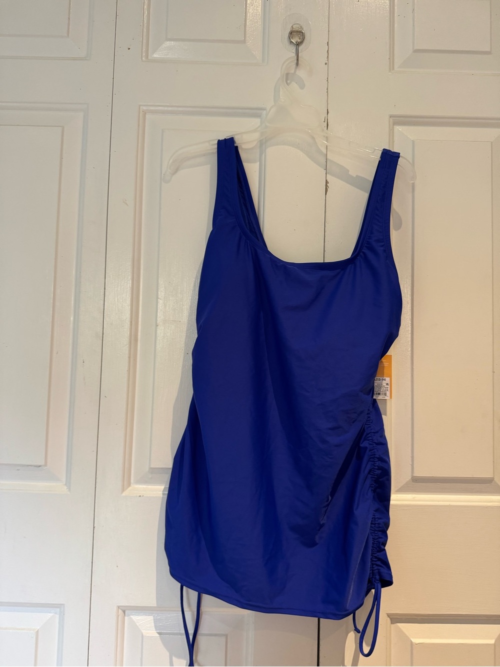 Kona Sol Blue Tank Swim Top with Side Ruching size 12/14 - Large